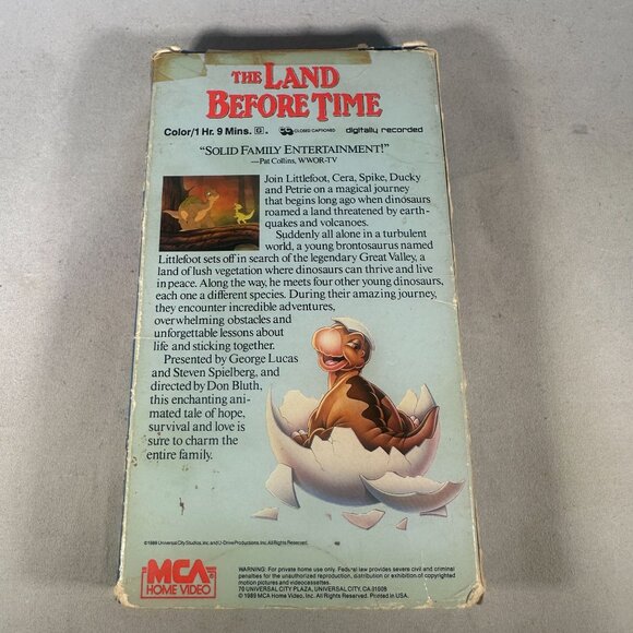 The Land Before Time VHS Movie 1988 Family Animation Classic Don Bluth - Picture 2 of 3
